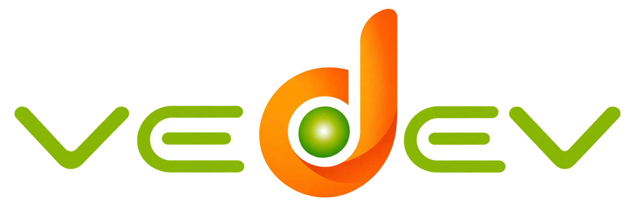 Logo Vedev écrit en vert avec le d en orange